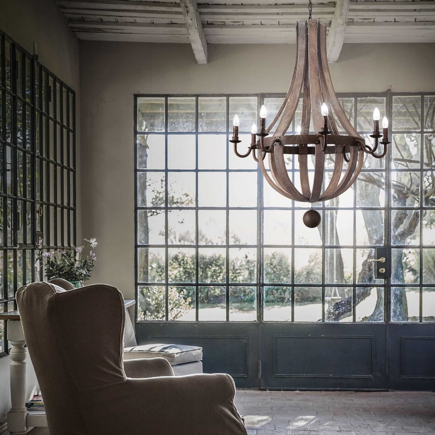 Ideal Lux - Lestenec na verigi MILLENNIUM 8xE14/40W/230V pr. 92 cm Breza/rjava