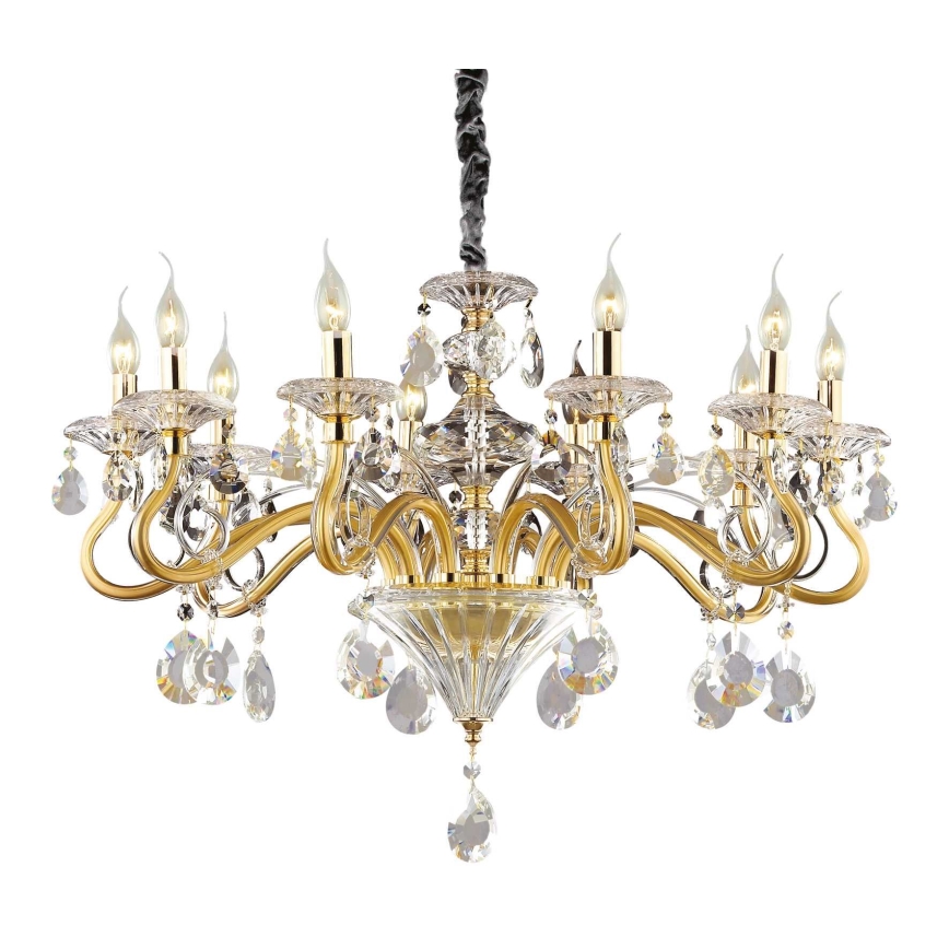 Ideal Lux - Kristalni lestenec na verigi NEGRESCO 10xE14/28W/230V pr. 85 cm zlata
