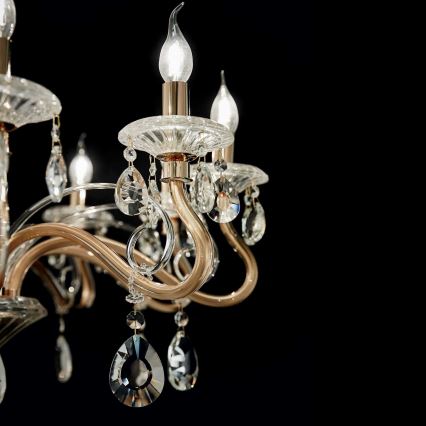 Ideal Lux - Kristalni lestenec na verigi NEGRESCO 8xE14/28W/230V pr. 73,5 cm zlata