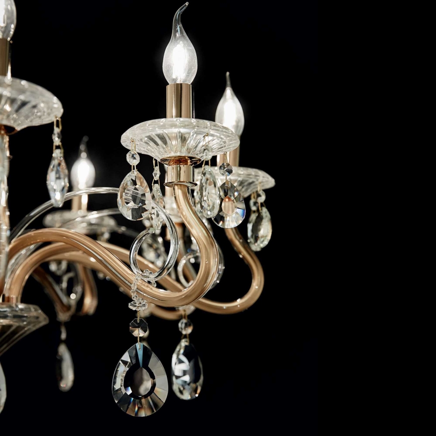 Ideal Lux - Kristalni lestenec na verigi NEGRESCO 8xE14/28W/230V pr. 73,5 cm zlata