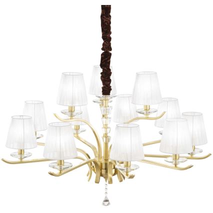 Ideal Lux - Kristalni lestenec na verigi PEGASO 12xE14/28W/230V pr. 102 cm zlata