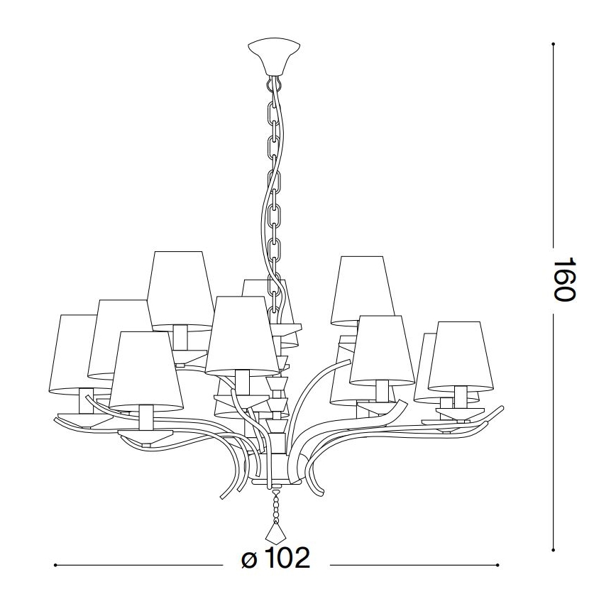 Ideal Lux - Kristalni lestenec na verigi PEGASO 12xE14/28W/230V pr. 102 cm zlata