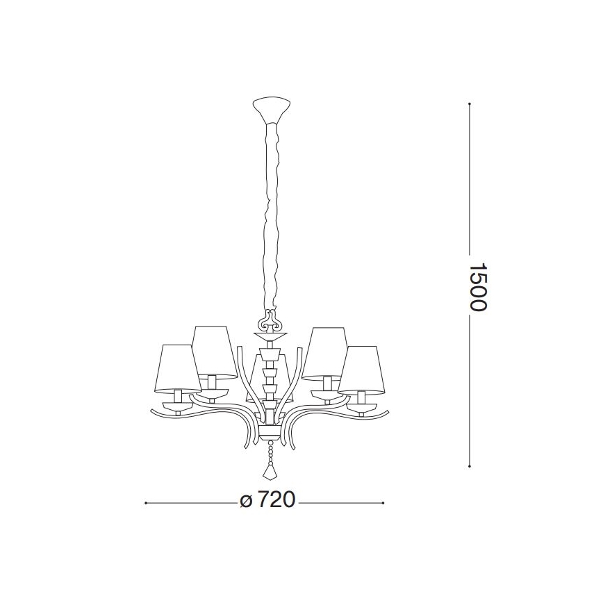 Ideal Lux - Kristalni lestenec na verigi PEGASO 5xE14/28W/230V pr. 72 cm sijajni krom