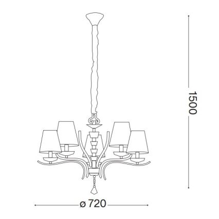Ideal Lux - Kristalni lestenec na verigi PEGASO 5xE14/28W/230V pr. 72 cm zlata