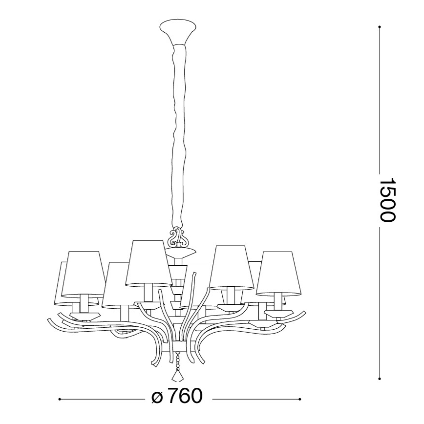 Ideal Lux - Kristalni lestenec na verigi PEGASO 8xE14/28W/230V pr. 76 cm sijajni krom