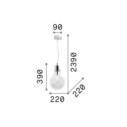 Ideal Lux - Lestenec na vrvici 1xE27/60W/230V pr. 22 cm