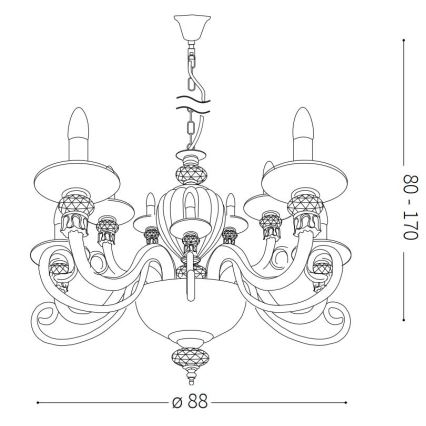 Ideal Lux - Lestenec na vrvici BARONET 15xE14/40W/230V
