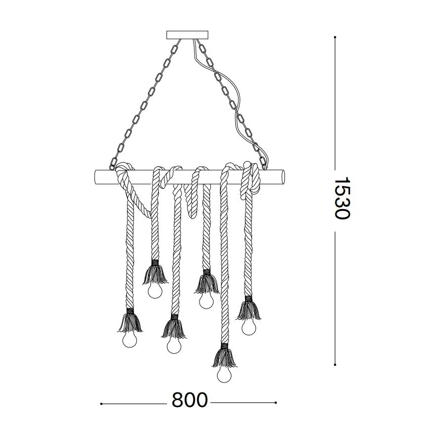 Ideal Lux - Lestenec na vrvici CANAPA 6xE27/15W/230V rjava