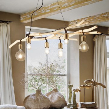 Ideal Lux - Lestenec na vrvici DRIFTWOOD 6xE27/60W/230V guava