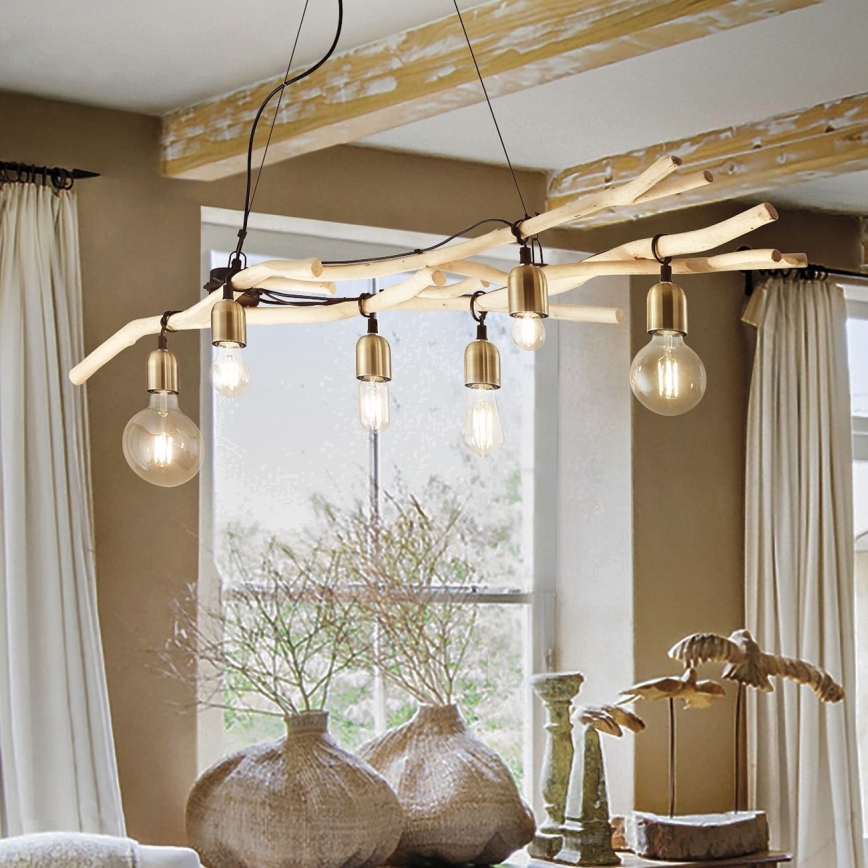 Ideal Lux - Lestenec na vrvici DRIFTWOOD 6xE27/60W/230V guava