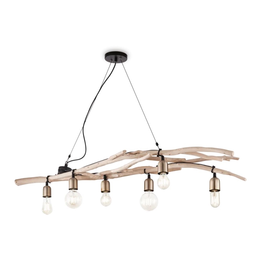 Ideal Lux - Lestenec na vrvici DRIFTWOOD 6xE27/60W/230V guava
