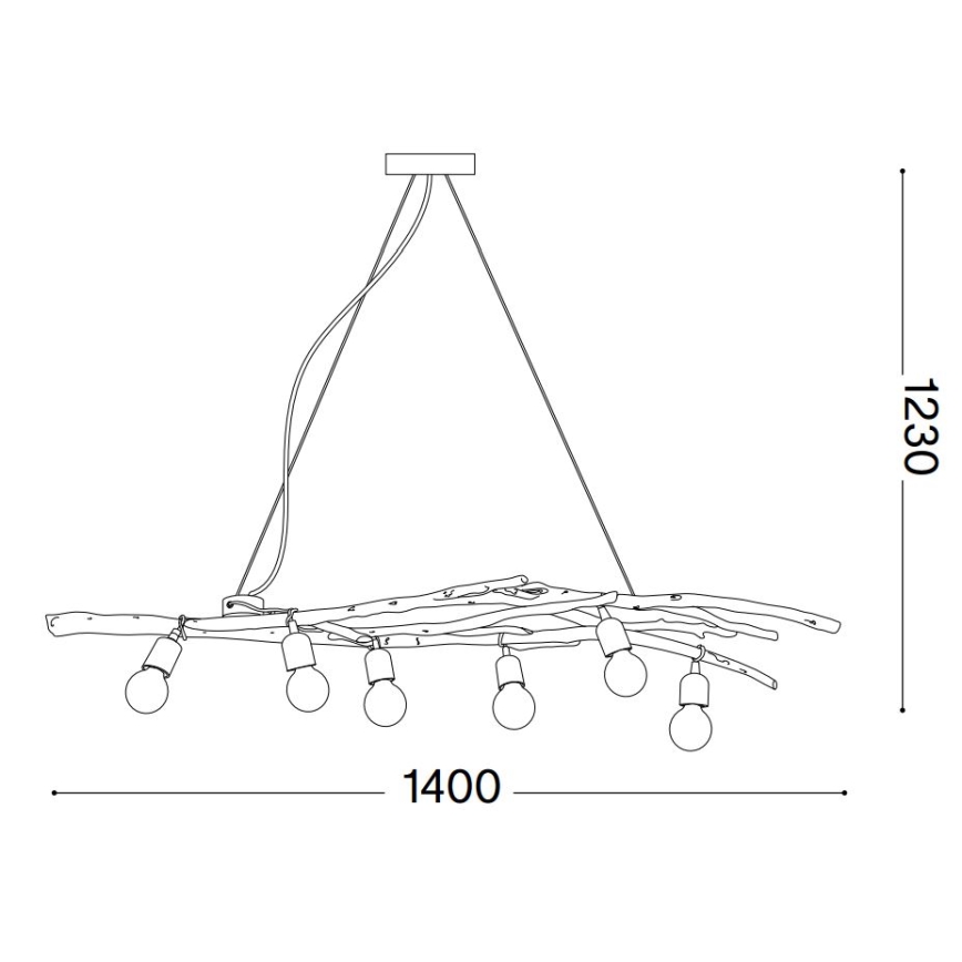 Ideal Lux - Lestenec na vrvici DRIFTWOOD 6xE27/60W/230V guava