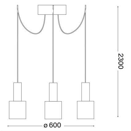 Ideal Lux - Lestenec na vrvici HOLLY 3xE27/60W/230V pajek črna