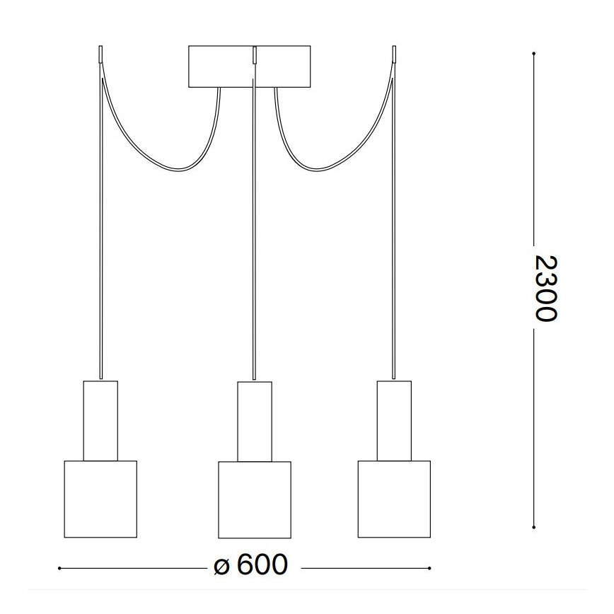 Ideal Lux - Lestenec na vrvici HOLLY 3xE27/60W/230V pajek črna