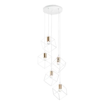 Ideal Lux - Lestenec na vrvici ICE 5xE27/60W/230V pr. 50 cm bela