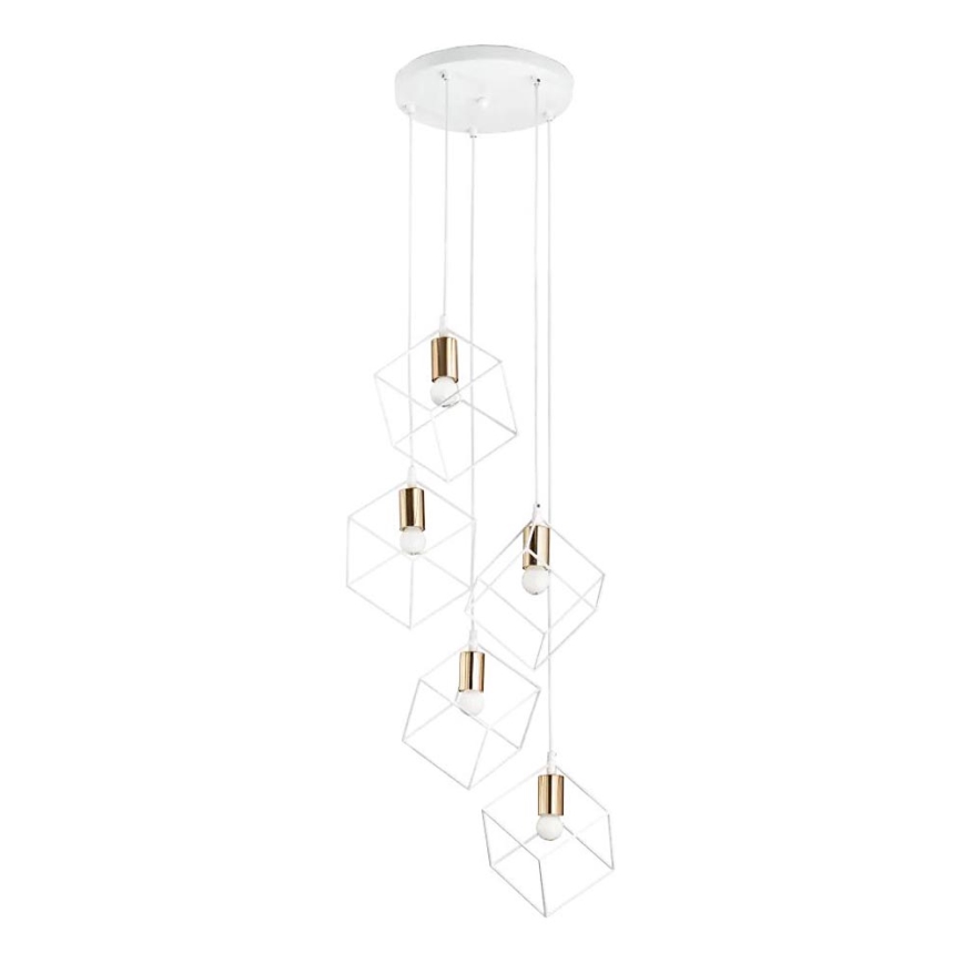 Ideal Lux - Lestenec na vrvici ICE 5xE27/60W/230V pr. 50 cm bela
