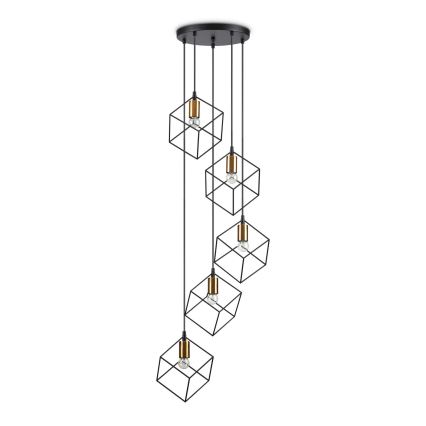 Ideal Lux - Lestenec na vrvici ICE 5xE27/60W/230V pr. 50 cm črna