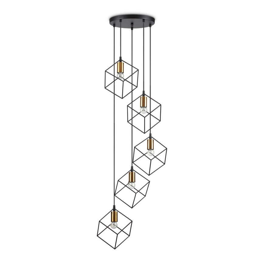 Ideal Lux - Lestenec na vrvici ICE 5xE27/60W/230V pr. 50 cm črna
