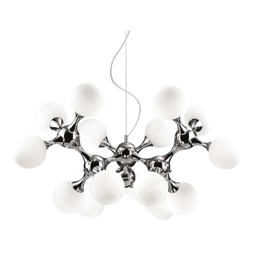 Ideal Lux - Lestenec na vrvici NODI 15xE14/28W/230V sijajni krom/bela