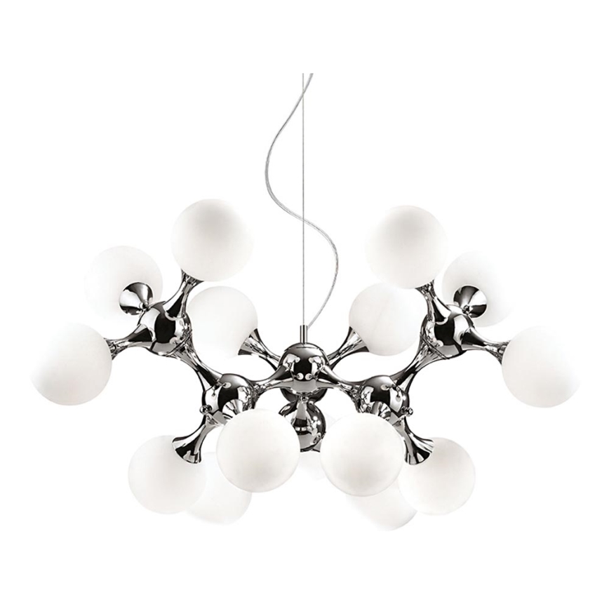 Ideal Lux - Lestenec na vrvici NODI 15xE14/28W/230V sijajni krom/bela