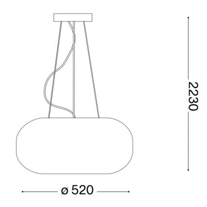 Ideal Lux - Lestenec na vrvici ULISSE 3xE27/60W/230V pr. 52 cm bela