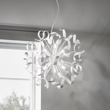 Ideal Lux - Lestenec na vrvici VORTEX 6xE14/40W/230V pr. 53 cm srebrna/patina