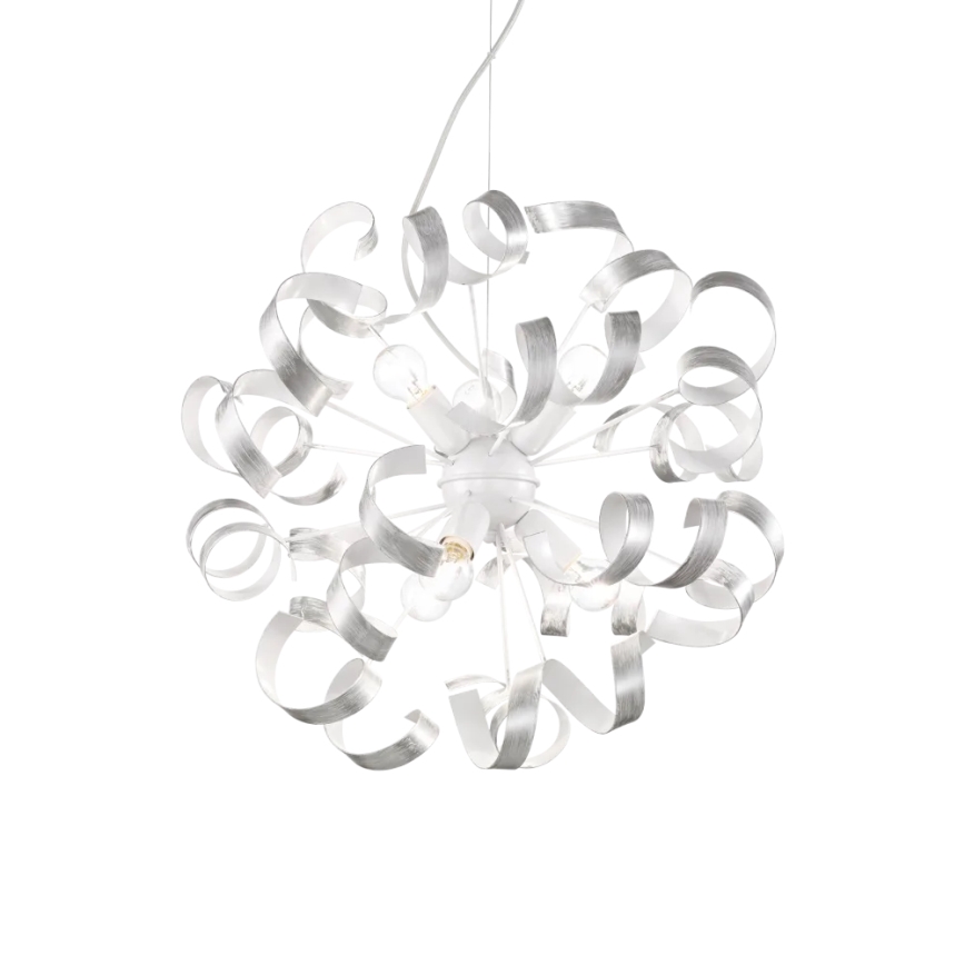 Ideal Lux - Lestenec na vrvici VORTEX 6xE14/40W/230V pr. 53 cm srebrna/patina