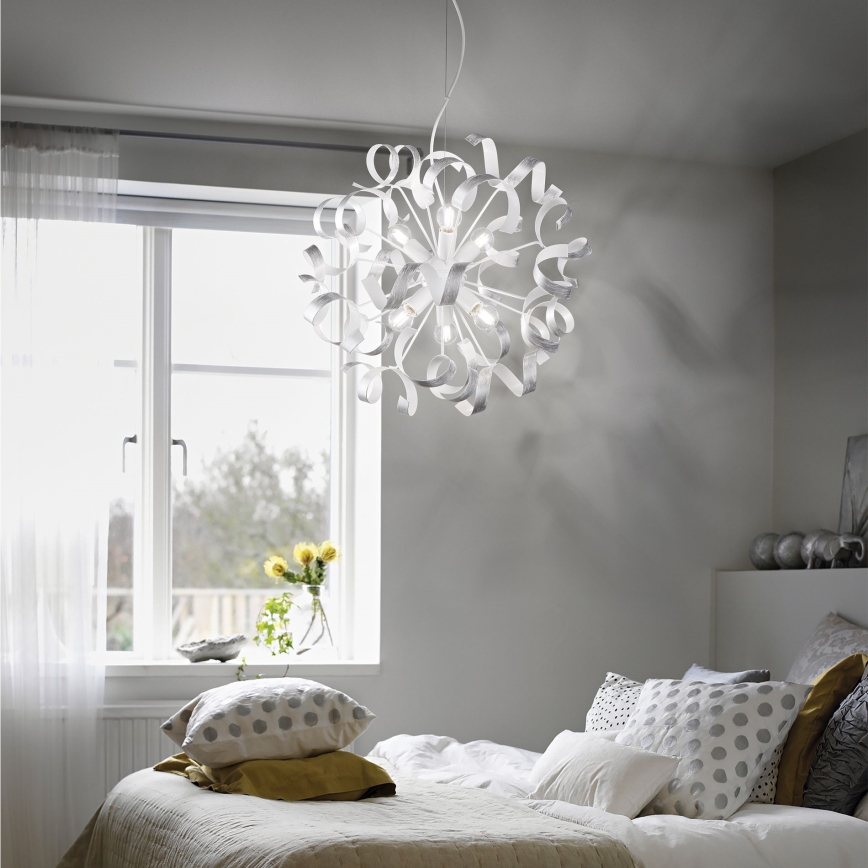 Ideal Lux - Lestenec na vrvici VORTEX 6xE14/40W/230V pr. 53 cm srebrna/patina