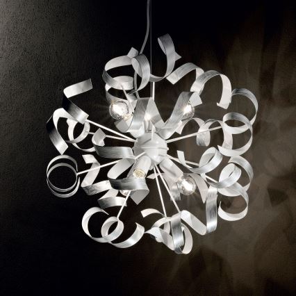 Ideal Lux - Lestenec na vrvici VORTEX 6xE14/40W/230V pr. 53 cm srebrna/patina