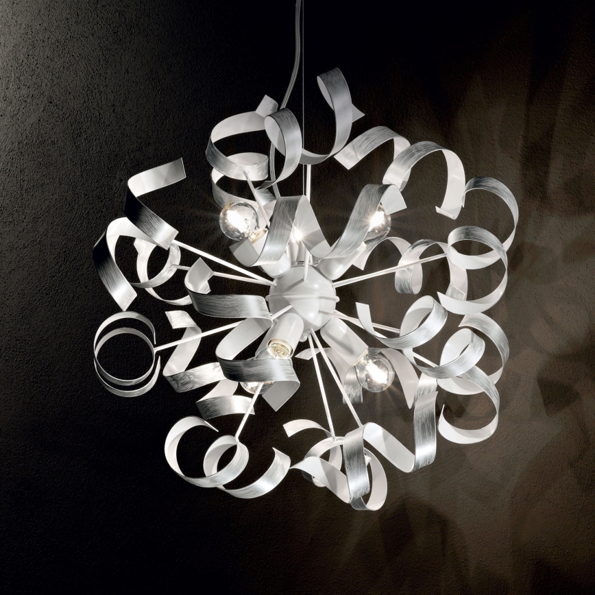 Ideal Lux - Lestenec na vrvici VORTEX 6xE14/40W/230V pr. 53 cm srebrna/patina