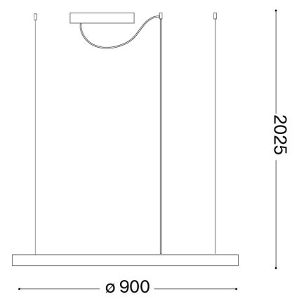 Ideal Lux - LED lestenec na kablu ORACLE SLIM LED/53W/230V 3000K CRI 90, premer 90 cm, v zlati barvi