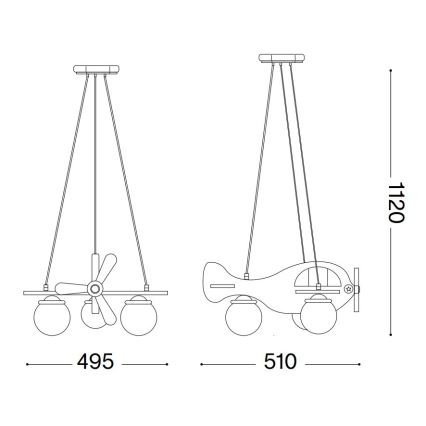 Ideal Lux - Otroški lestenec na kablu AVION 3xE14/28W/230V moder