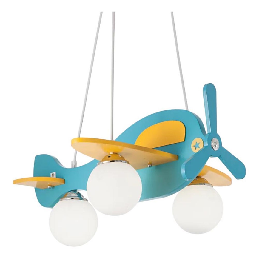Ideal Lux - Otroški lestenec na vrvici AVION 3xE27/28W/230V modra
