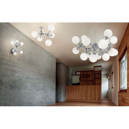 Ideal Lux - Pritrdjen lestenec NODI 5xE14/28W/230V 50x55 cm sijajni krom/bela