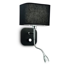 Ideal Lux - Stenska svetilka 1xE14/40W/230V + LED/1W/230V črna