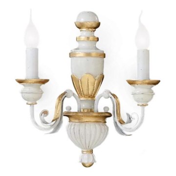 Ideal Lux - Stenska svetilka FIRENZE 2xE14/40W/230V bela/zlata