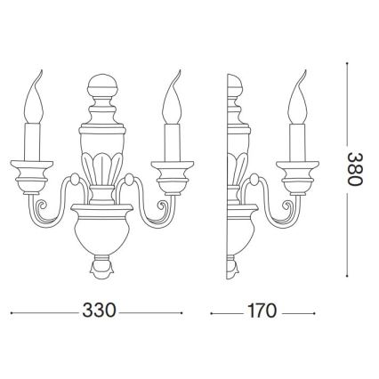 Ideal Lux - Stenska svetilka FIRENZE 2xE14/40W/230V bela/zlata