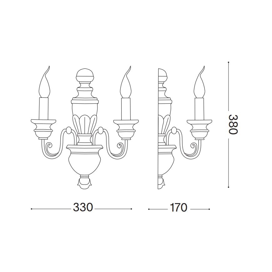 Ideal Lux - Stenska svetilka FIRENZE 2xE14/40W/230V bela/zlata