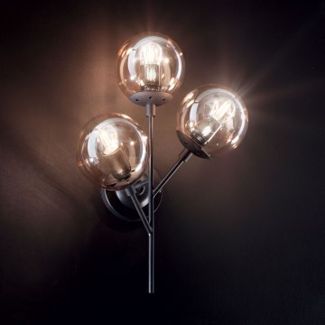 Ideal Lux - Stenska svetilka KEPLER 3xE27/42W/230V črna/dimna