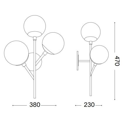 Ideal Lux - Stenska svetilka KEPLER 3xE27/42W/230V črna/dimna