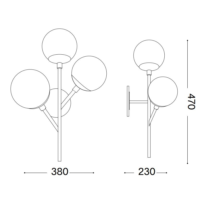 Ideal Lux - Stenska svetilka KEPLER 3xE27/42W/230V črna/dimna