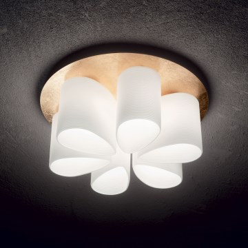 Ideal Lux - Stropna svetilka DAISY 6xE27/52W/230V pr. 60 cm zlata/bela