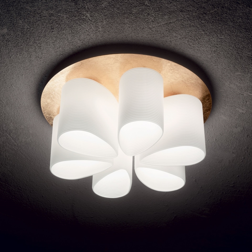 Ideal Lux - Stropna svetilka DAISY 6xE27/52W/230V pr. 60 cm zlata/bela