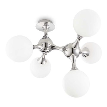 Ideal Lux - Stropna svetilka NODI 5xE14/28W/230V sijajni krom/bela