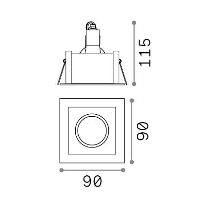 Ideal Lux - Vgradna stropna svetilka FUNKY 1xGU10/50W/230V 9x9 cm iz medenine