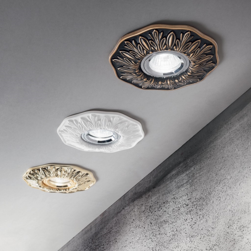 Ideal Lux - Vgradna stropna svetilka POLKA 1xGU10/50W/230V zlata