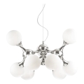 Ideal Lux - Viseči lestenec na jeklenici NODI 9xE14/28W/230V premer 80 cm sijajni krom/bela