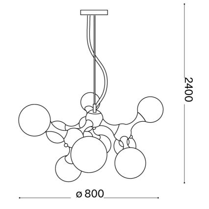 Ideal Lux - Viseči lestenec na jeklenici NODI 9xE14/28W/230V premer 80 cm sijajni krom/bela