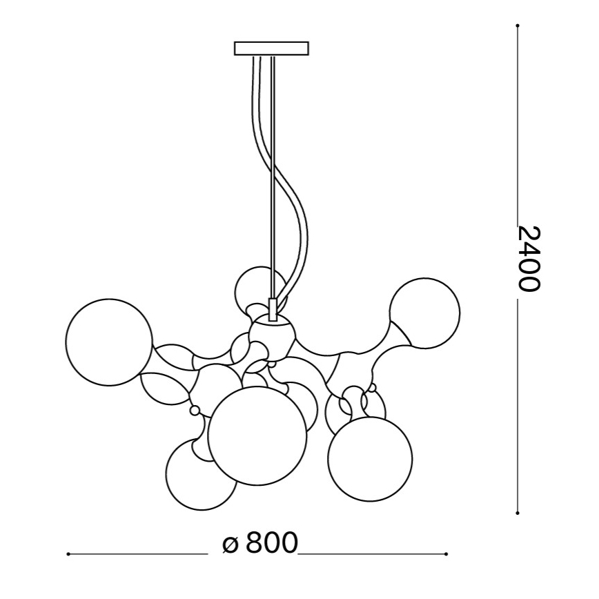 Ideal Lux - Viseči lestenec na jeklenici NODI 9xE14/28W/230V premer 80 cm sijajni krom/bela