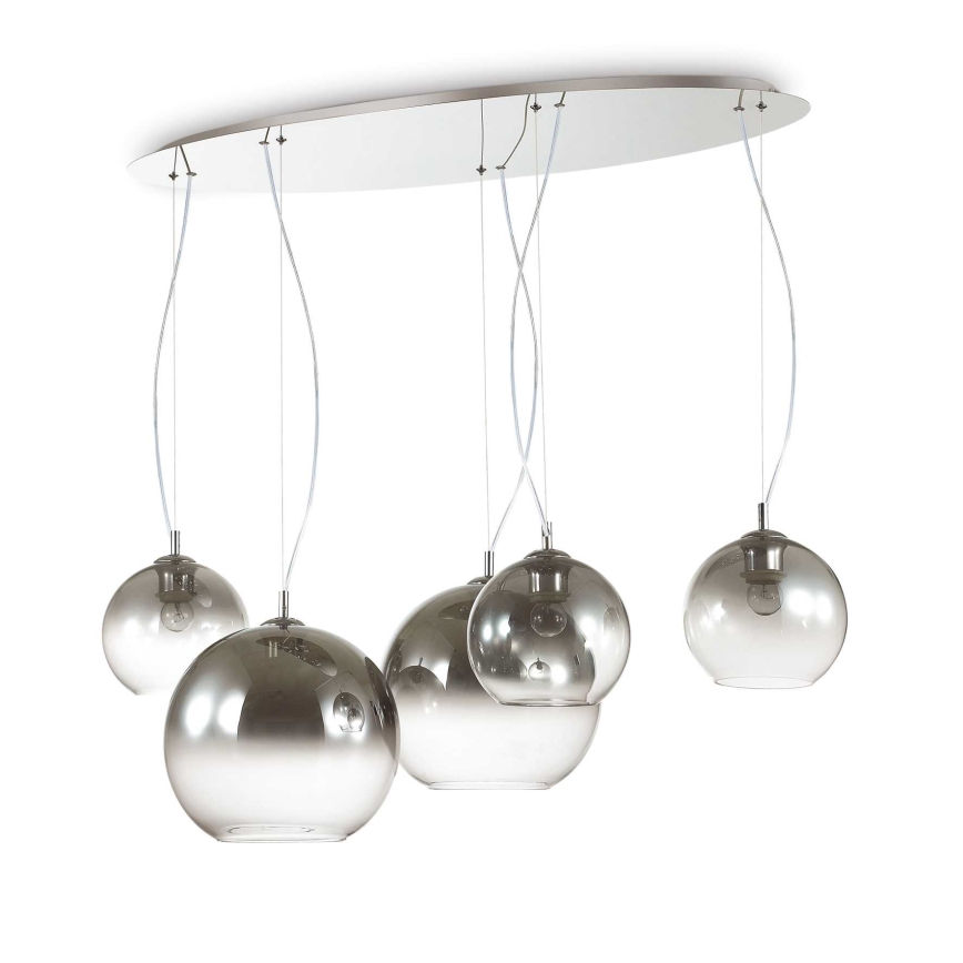 Ideal Lux - Viseči lestenec na kablu NEMO PLUS 5xE27/42W/230V sijajni krom/zadimljena siva